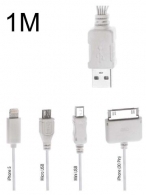POWERTECH PT-214 Καλώδιο φόρτισης USB v2.0 Male to (Micro-USB, Mini-USB, 30-pin, Lightning) Male 1m. White