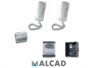 ALCAD KAD-42021 Kit θυροτηλεφώνου με 1 μονό μπουτόν σύστημα 4+Ν καλωδιών,2 διαμερίσματων με ενδοεπικοινωνία,χωρίς κυπρί