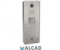 ALCAD PDK-61914 Vandal resistant entrance panel with 2-wire audio unit, generic colour video unit, TFT screen, electronic directory and keypad. With window for VIGIK module, format T25 and mounting bolts